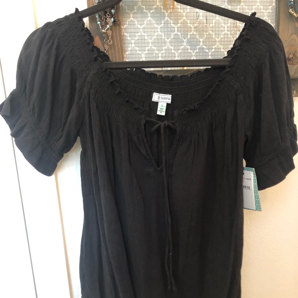 over the shoulder black top